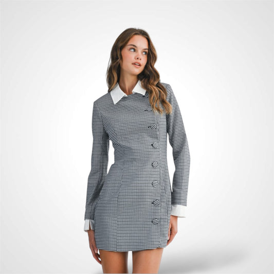 GINGHAM CHECK BUTTON DOWN MINI DRESS
