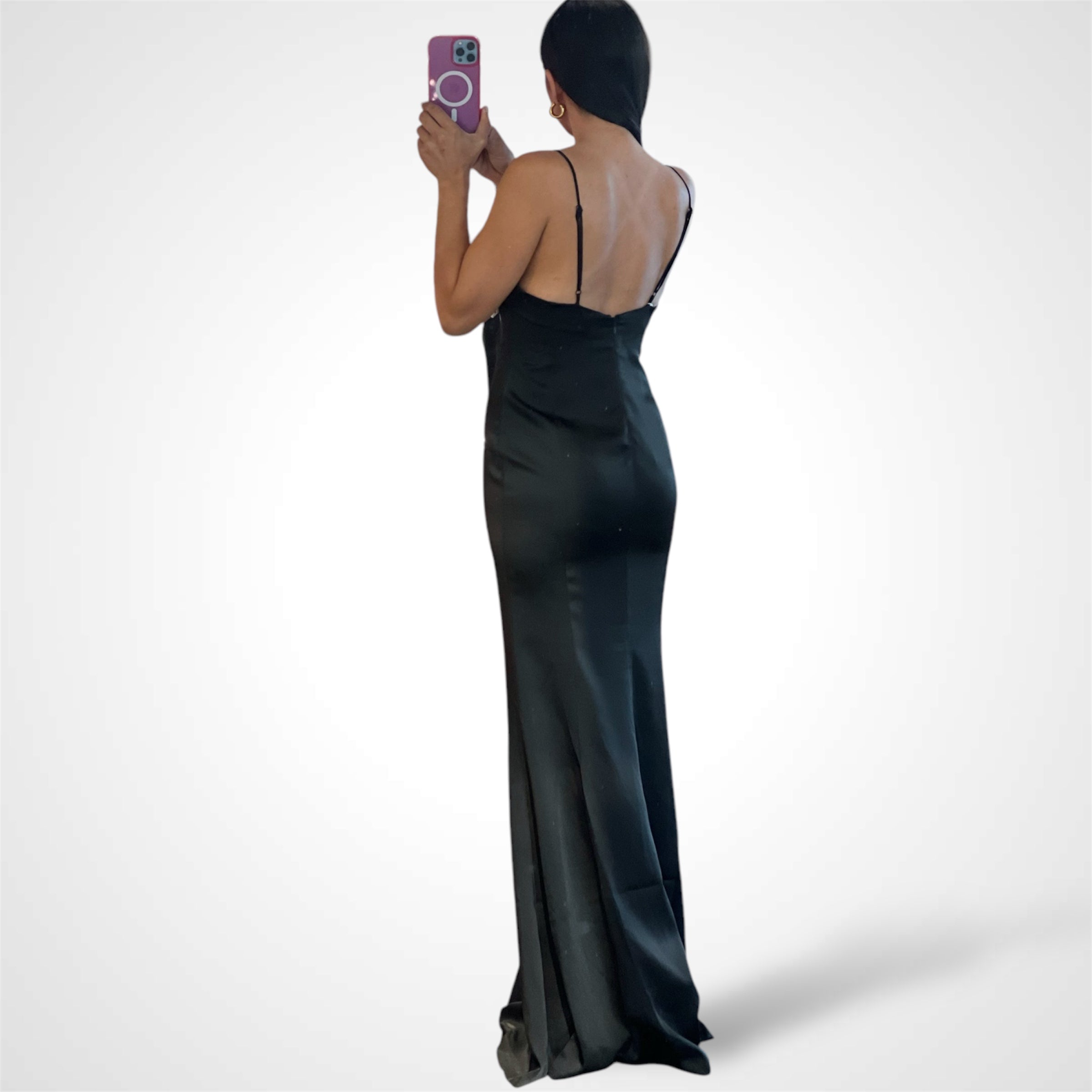 Eleanor Black and White Bow Satin Gown-3