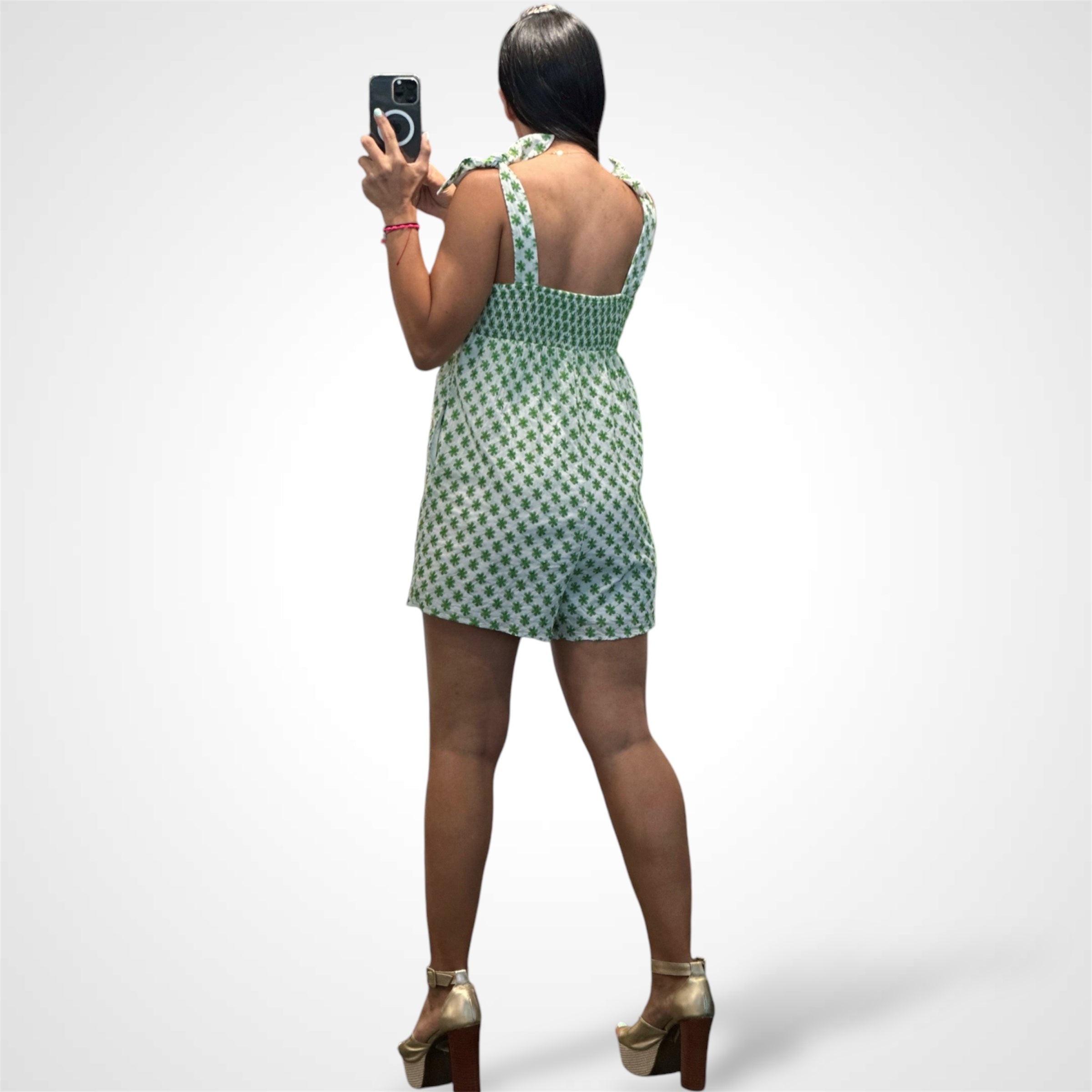 FLORAL EYELET ROMPER WITH TIE DETAILS••-3