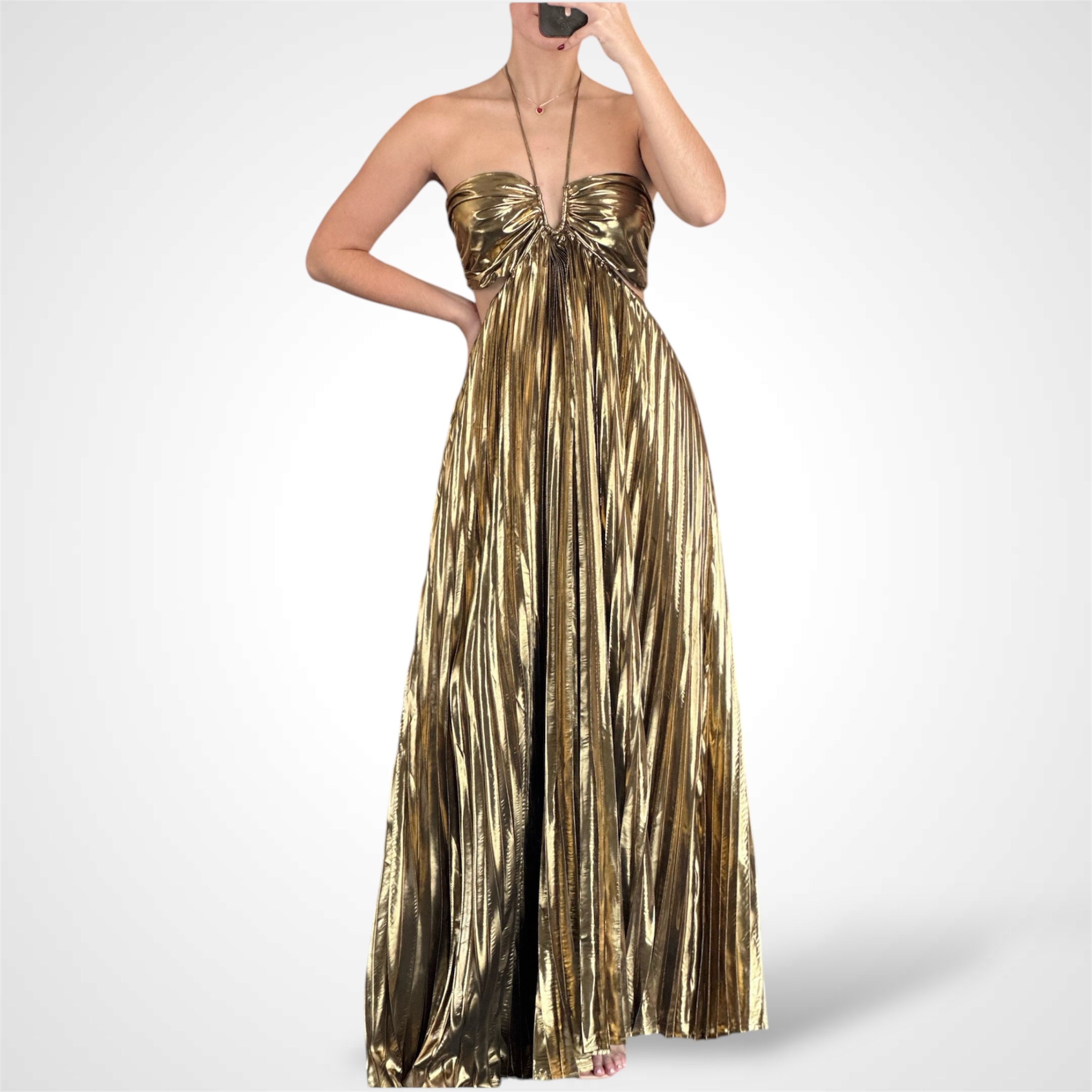 METALLIC PLEAT MAXI DRESS-1