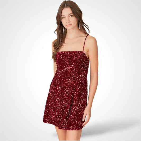MERLOT SEQUIN DRESS