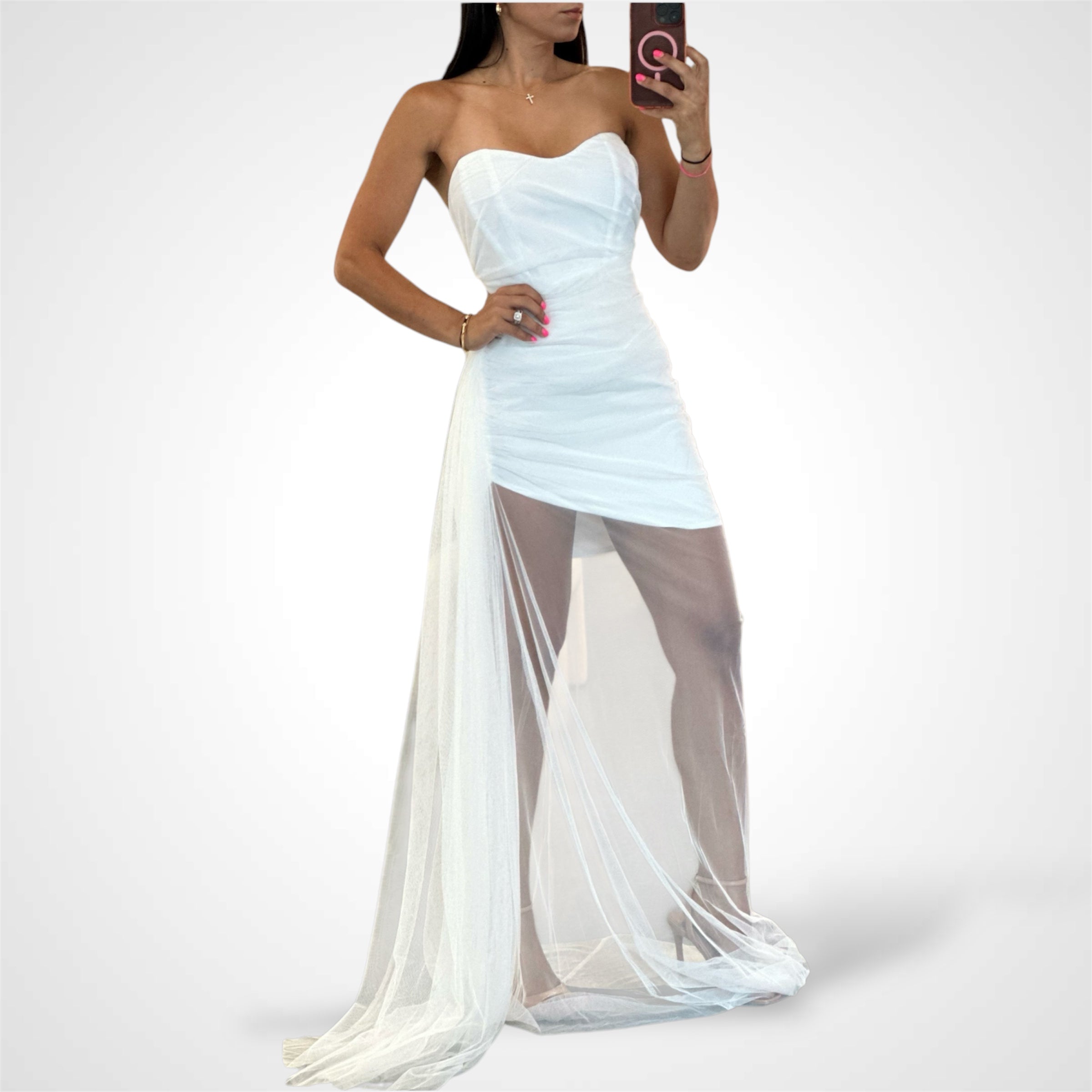 MESH MAXI DRESS•