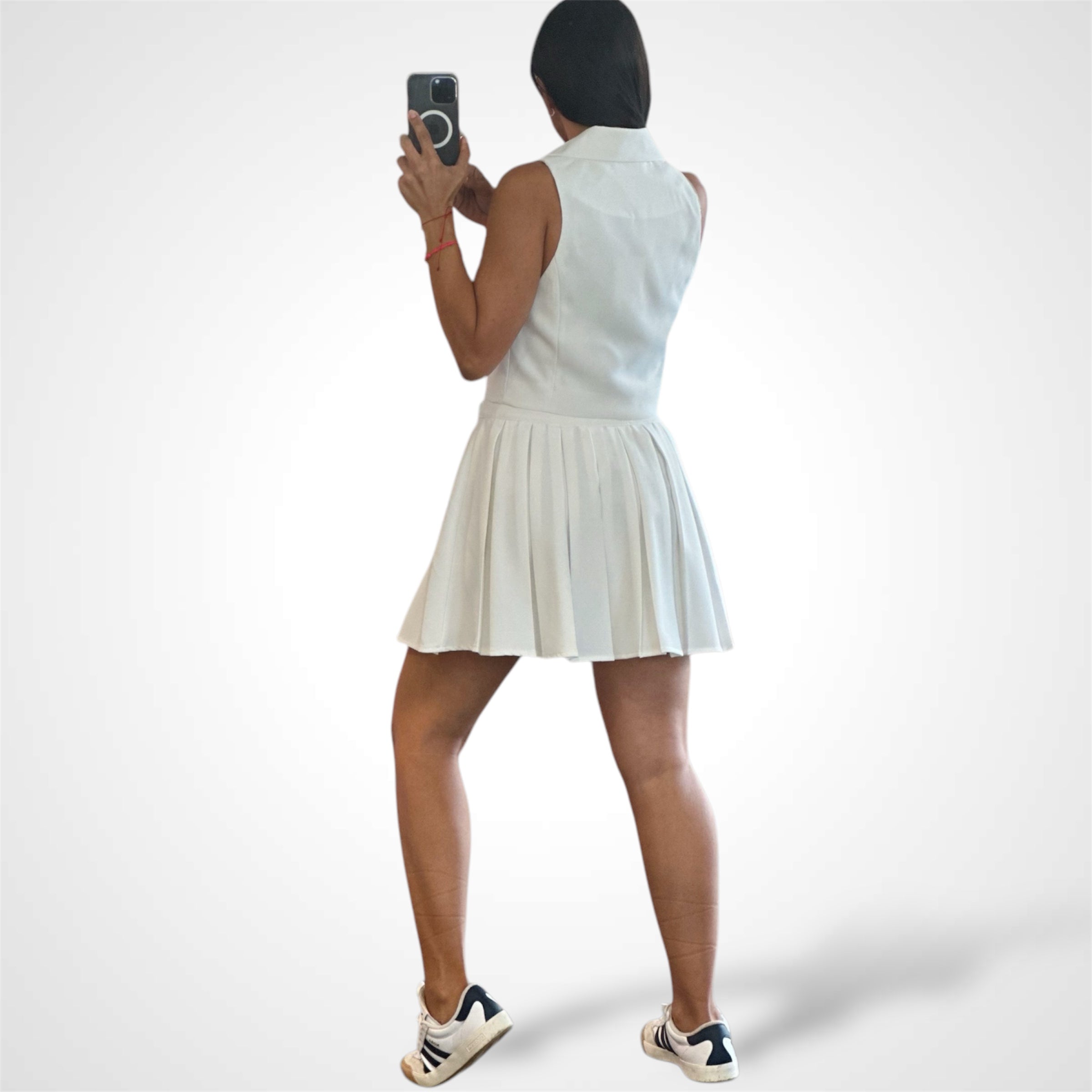 Vest And Pleats Mini Skirt Set•-3