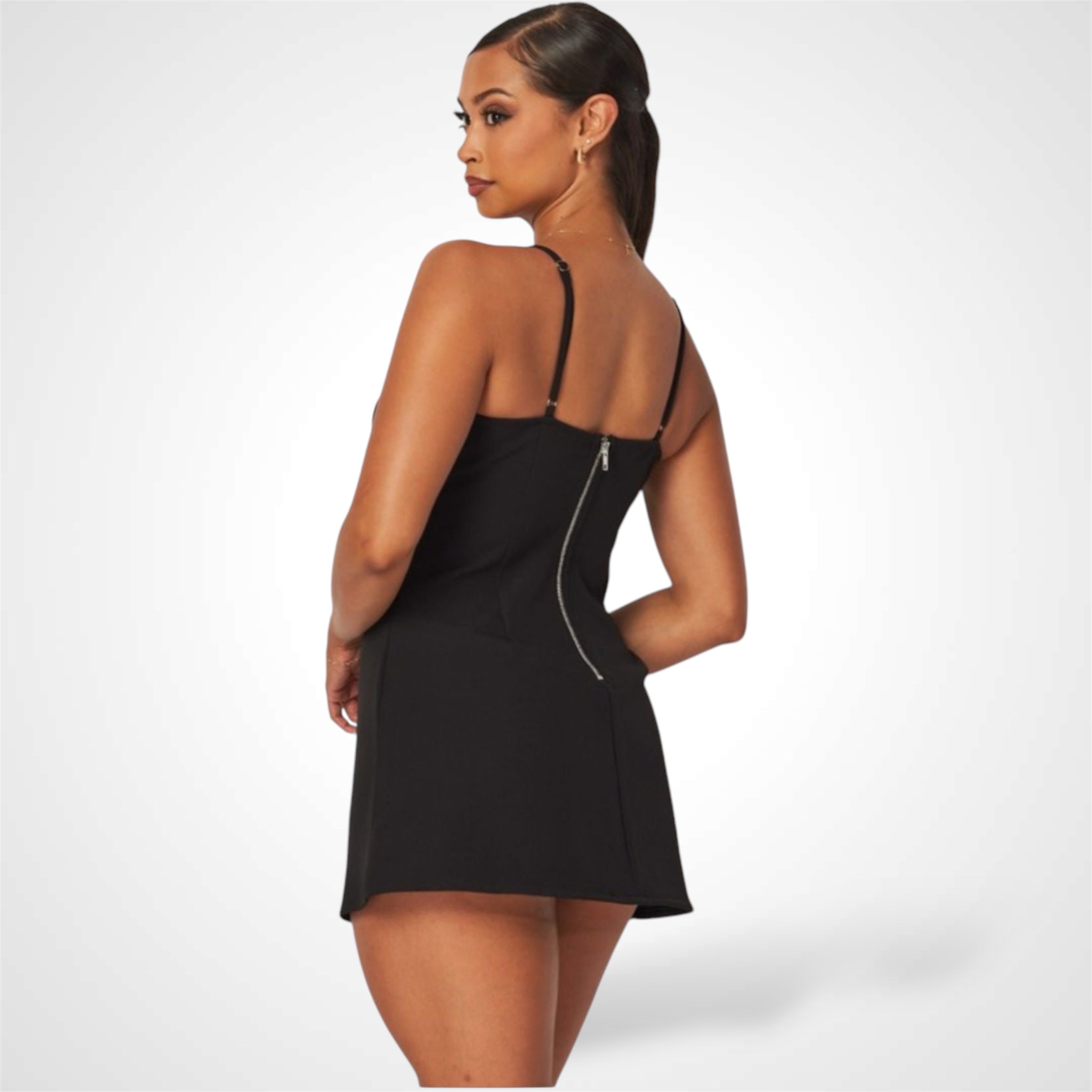 Darian Bow Detail Keyhole Mini Dress-2