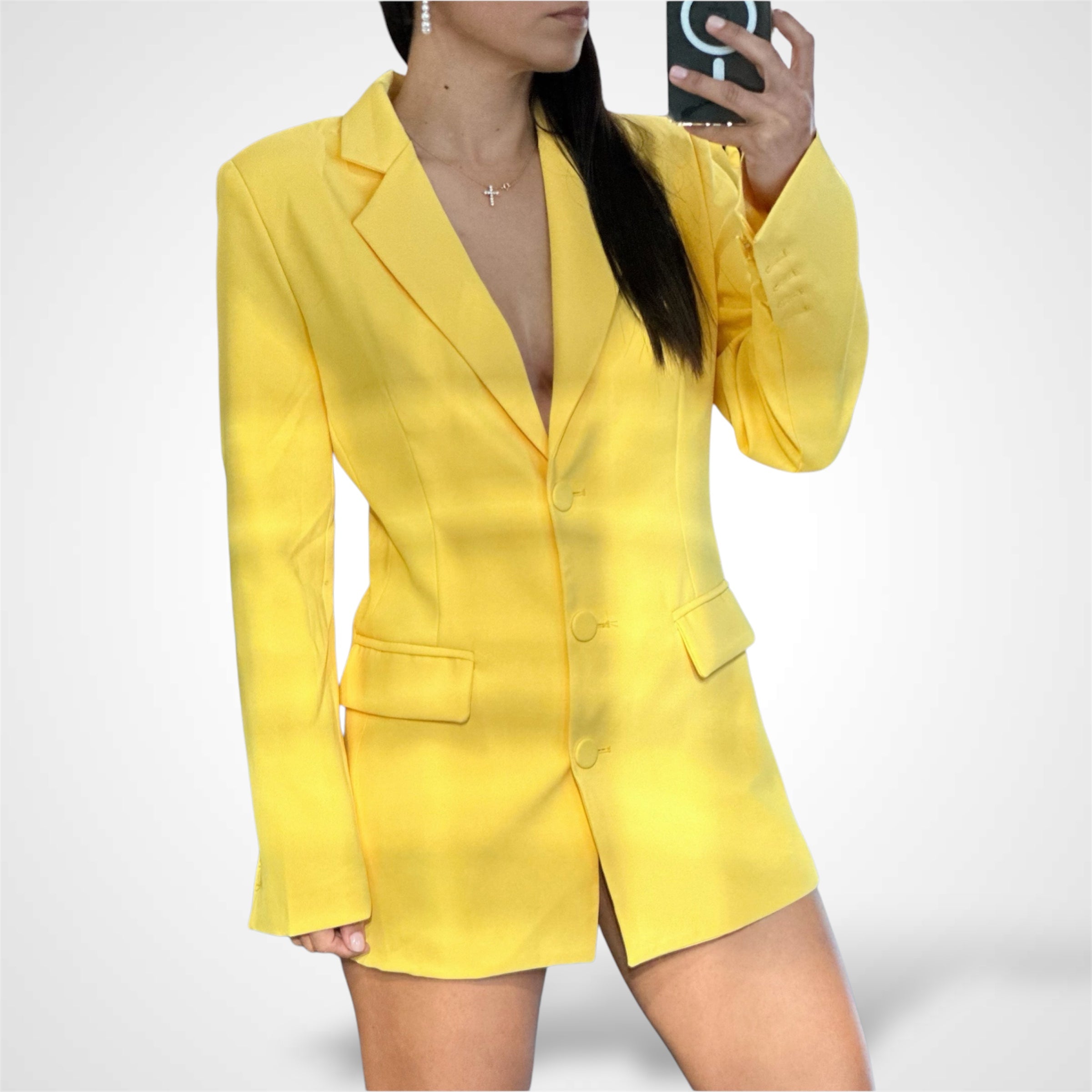 Yellow Rhinestone Blazer•