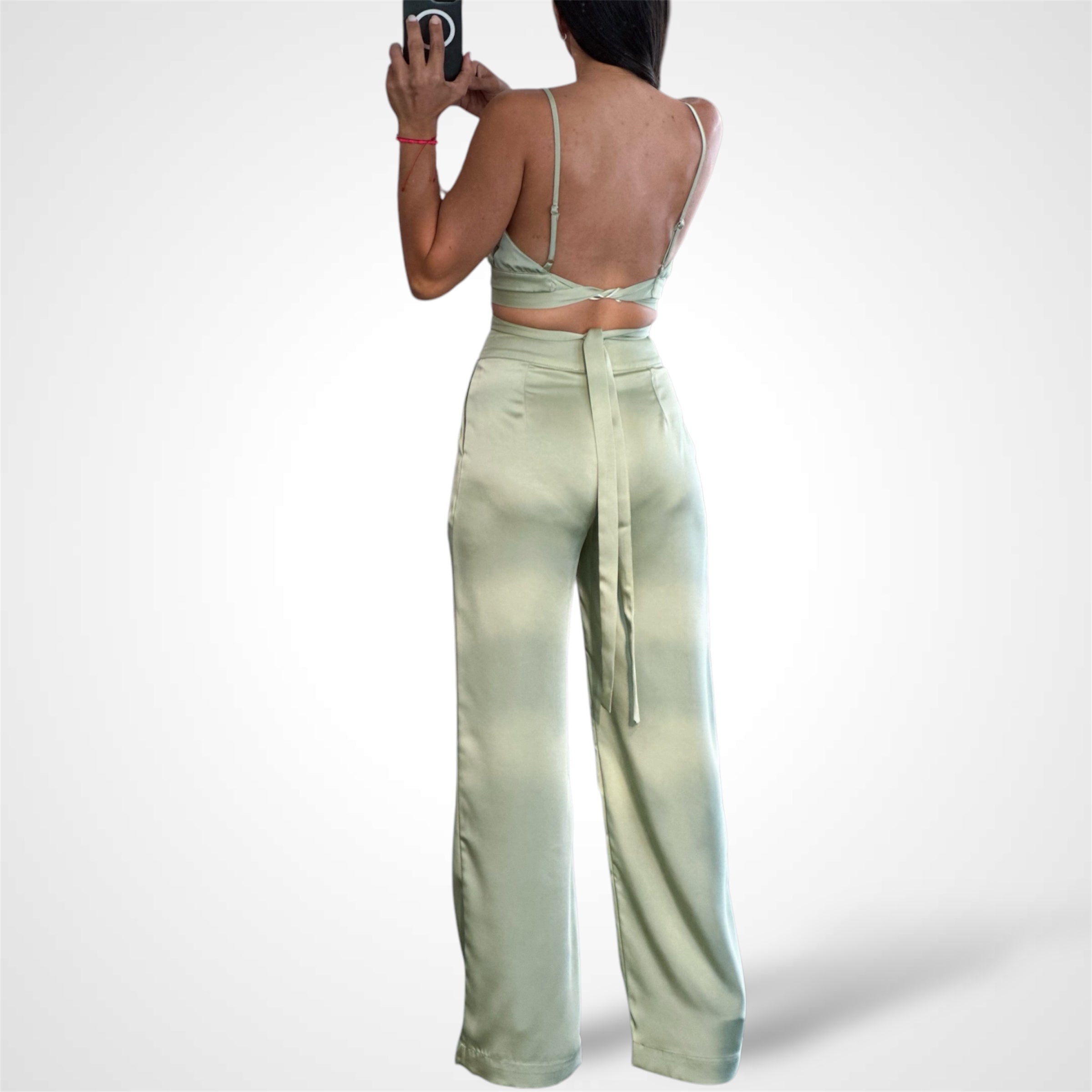 Halter Neck Tied Top And Pants Set