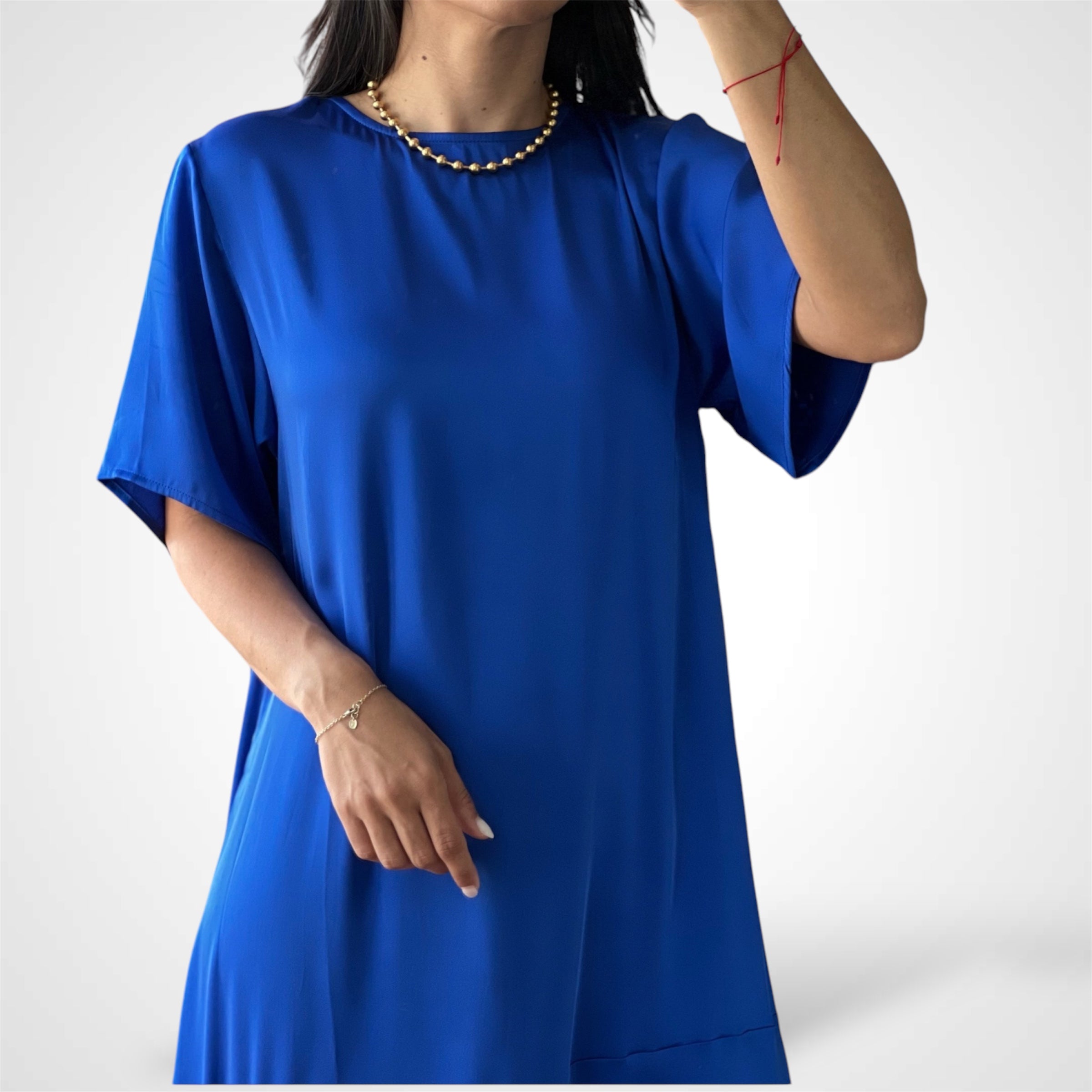 Asymmetric Royal Midi Dress-2