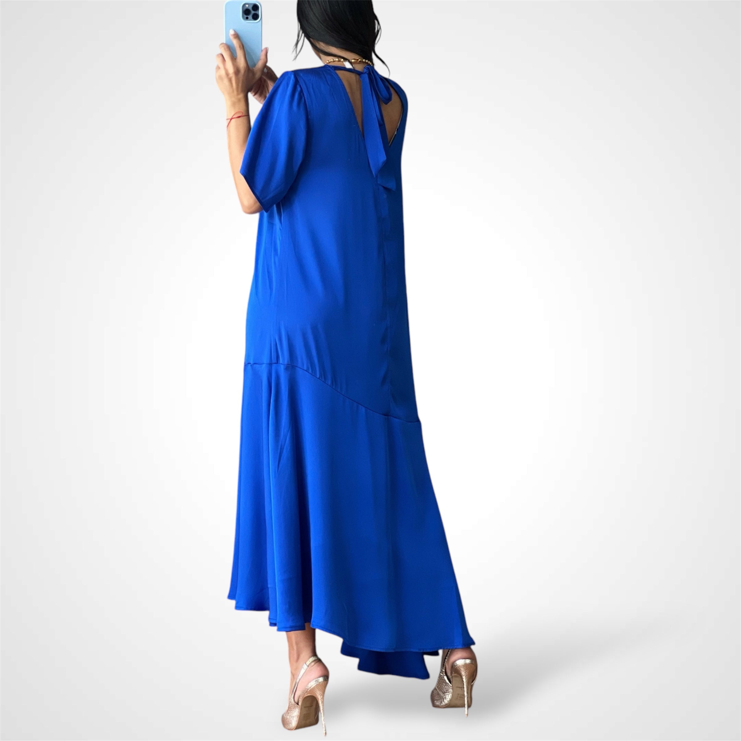 Asymmetric Royal Midi Dress-3