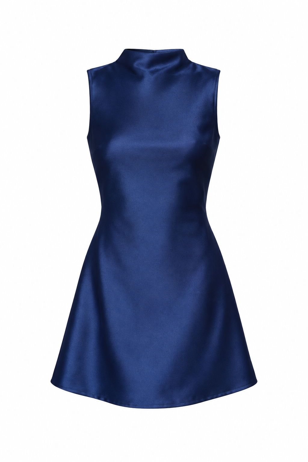 Navy Mock Satin Mini Dress-4