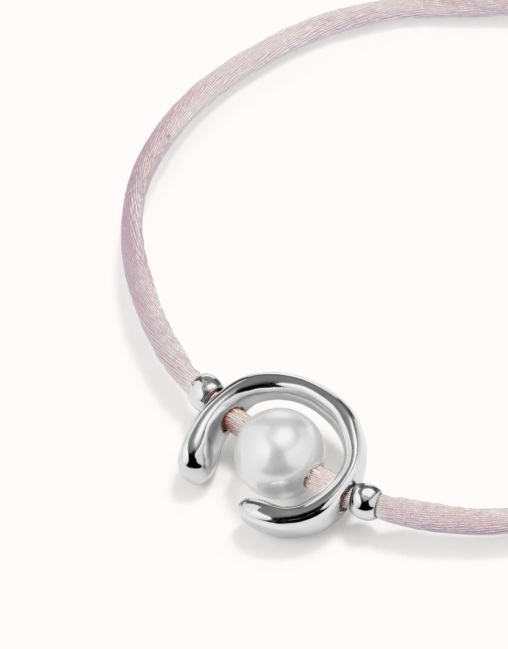 UNO DE 50 - Pulsera de hilo lila con perla shell fornitura bañada en plata de ley.