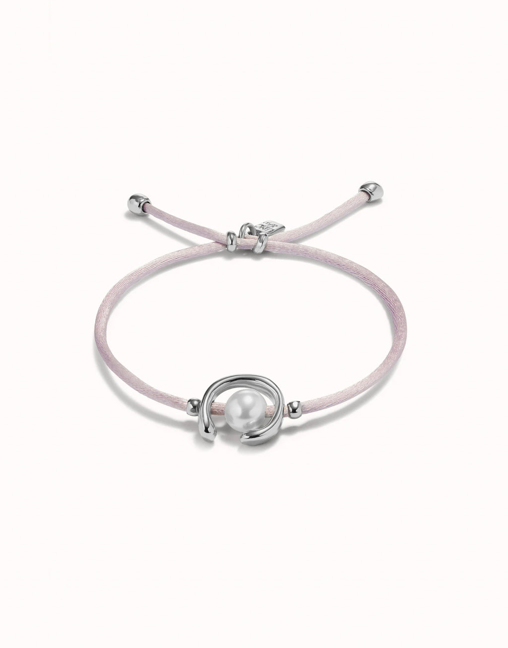 UNO DE 50 - Pulsera de hilo lila con perla shell fornitura bañada en plata de ley.