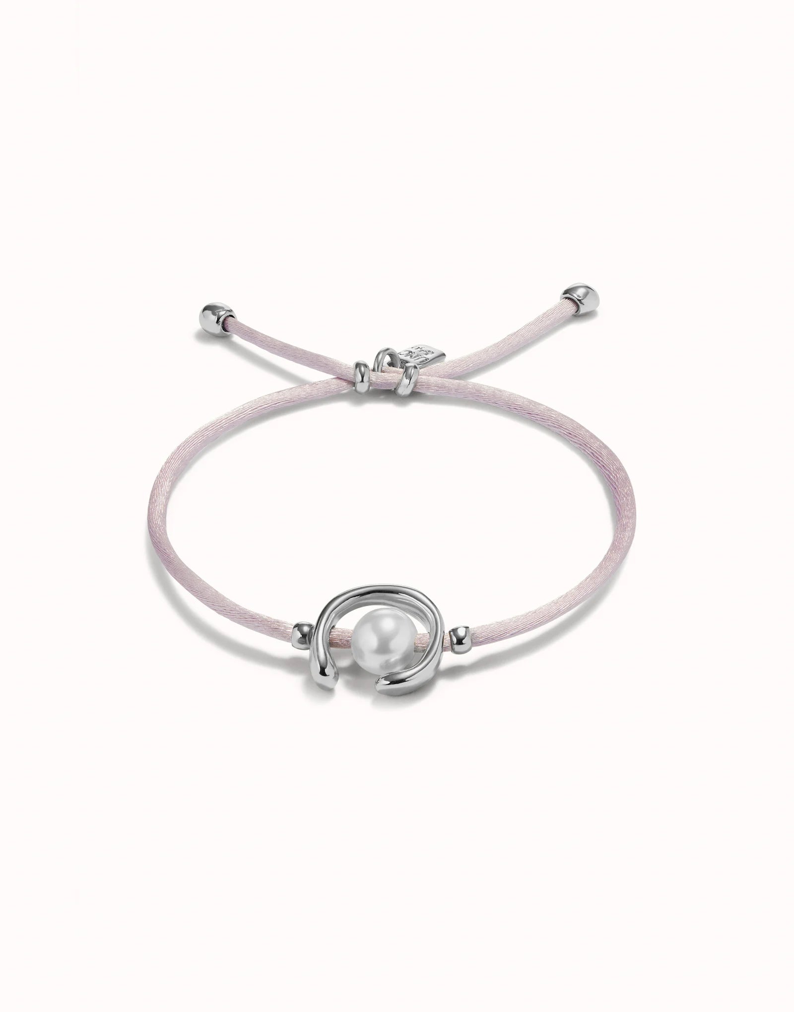 UNO DE 50 - Pulsera de hilo lila con perla shell fornitura bañada en plata de ley.