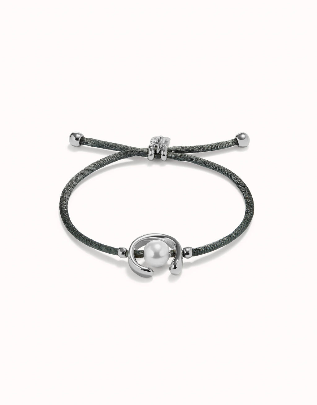 UNO DE 50 - Pulsera de hilo negroso con perla shell fornitura bañada en plata de ley.