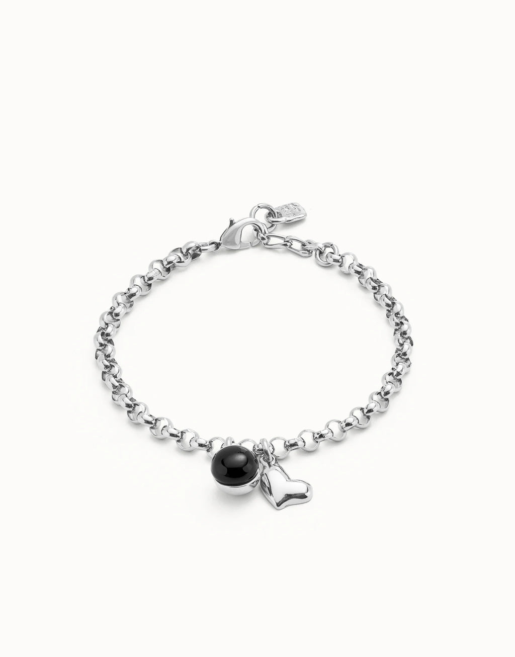 Pulsera cadena bañadas en plata de ley con charm corazón