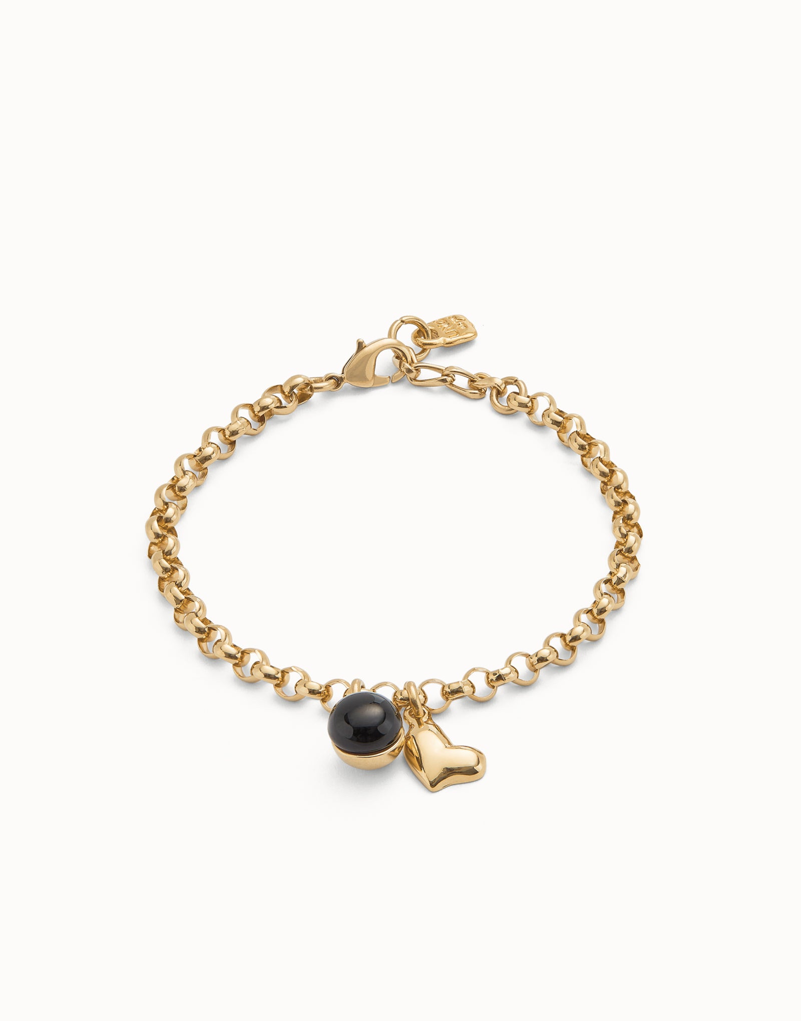 Pulsera cadena bañadas en oro 18k con charm corazón
