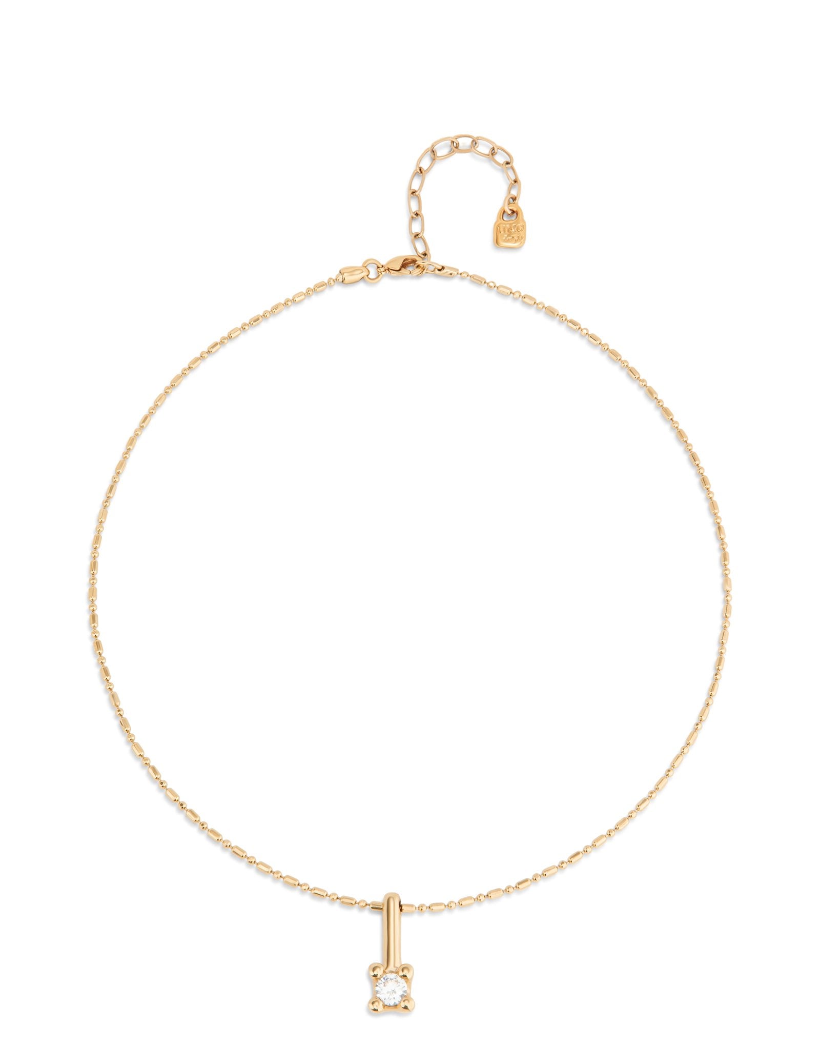 Collar bañado en oro 18k y circonita central blanca