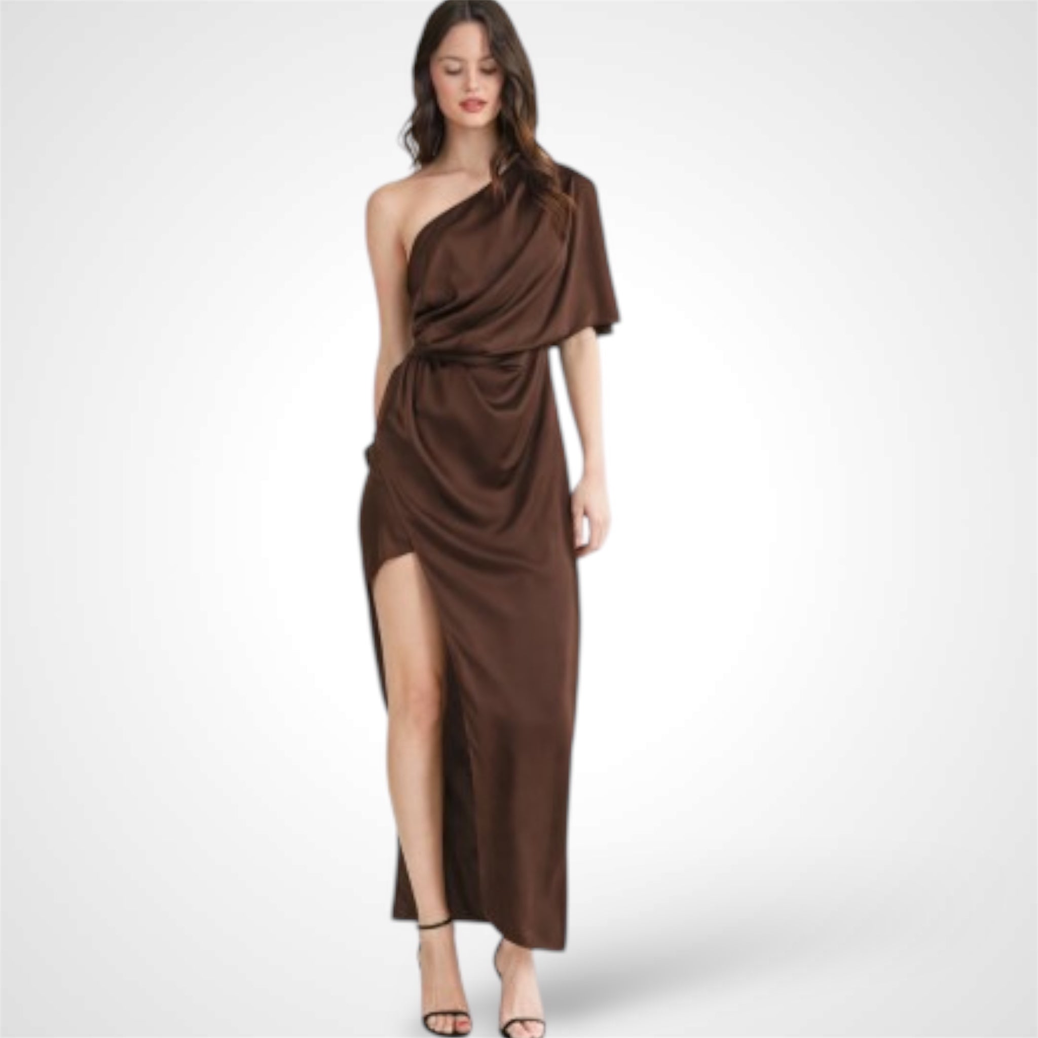 Brown One Shoulder Dress Asterisco Boutique — free download