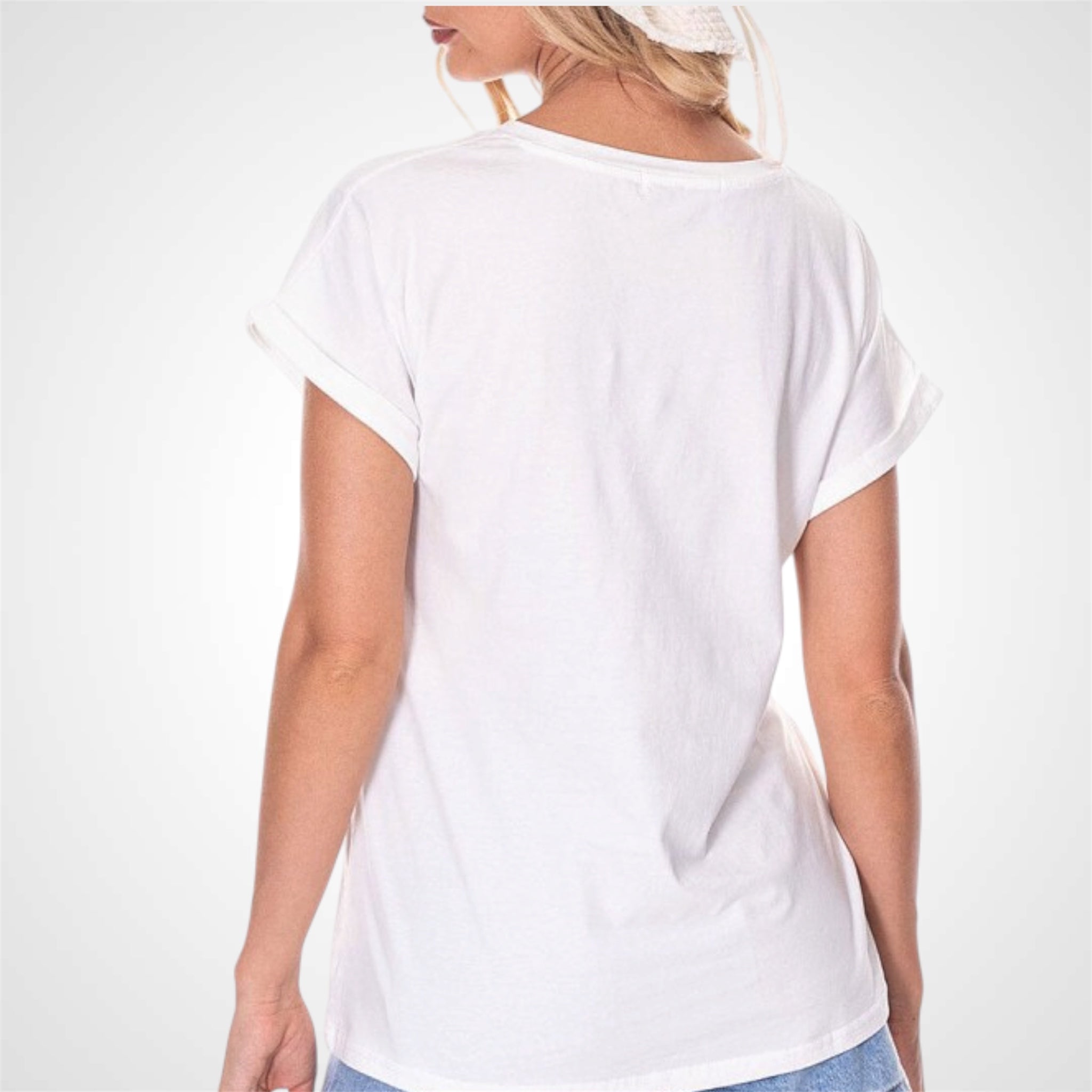 Short Sleeve Front Crochet Pocket T-shirt•-2