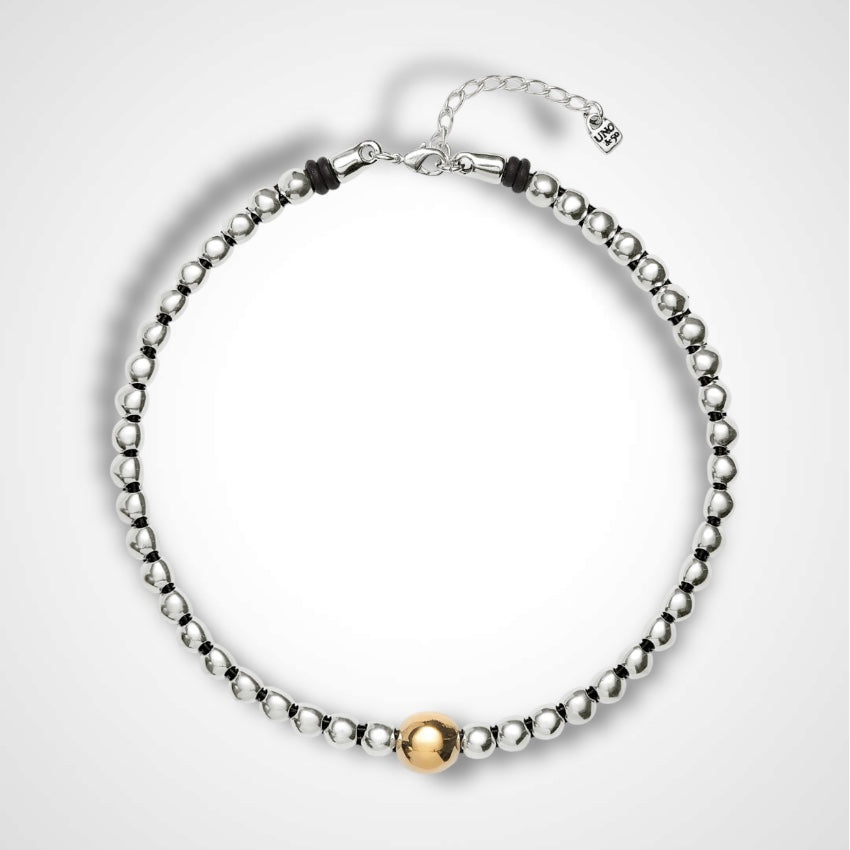 UNO D 50- 18k gold-plated bead pendant with larger central bead