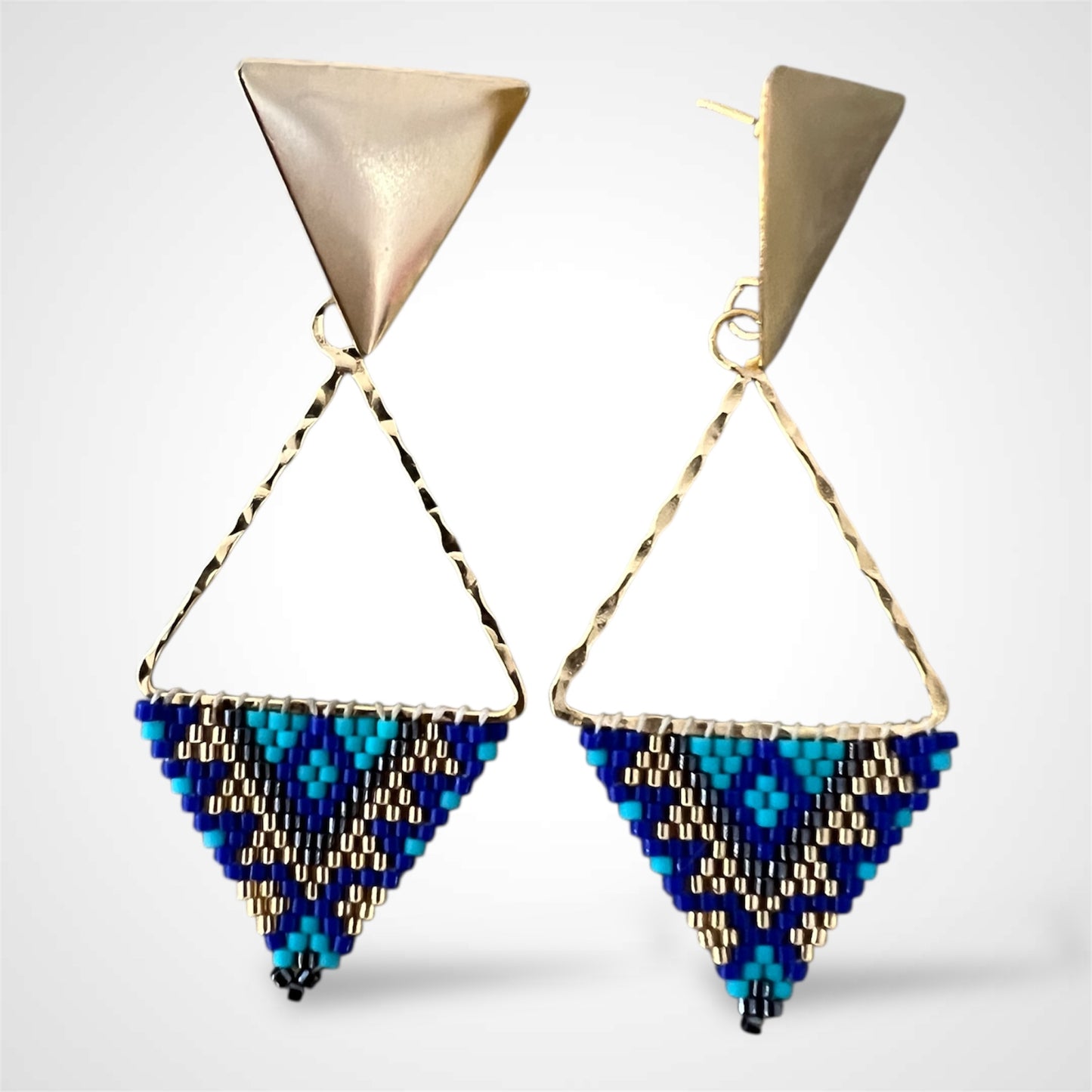 Gold Blue Earrings