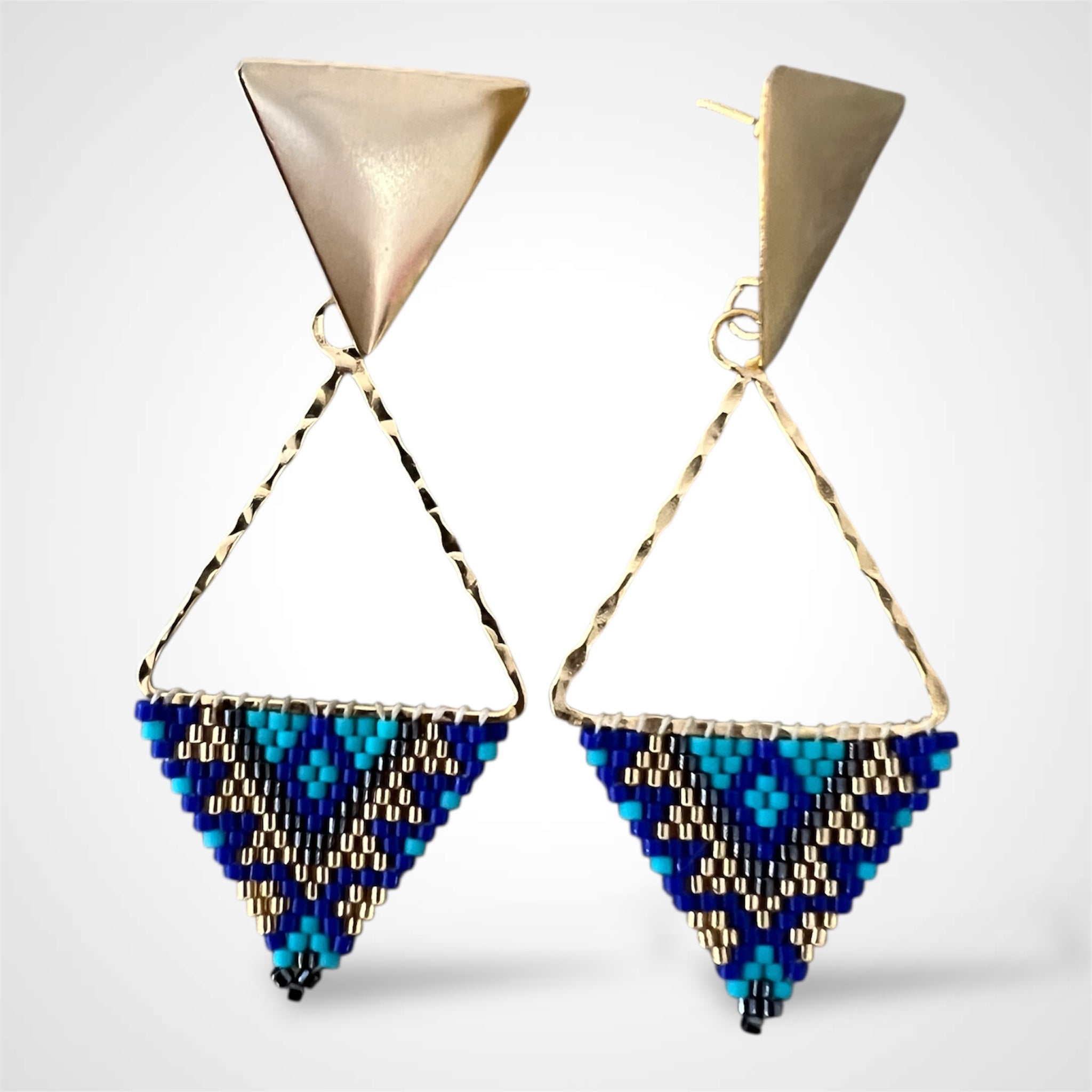 Gold Blue Earrings