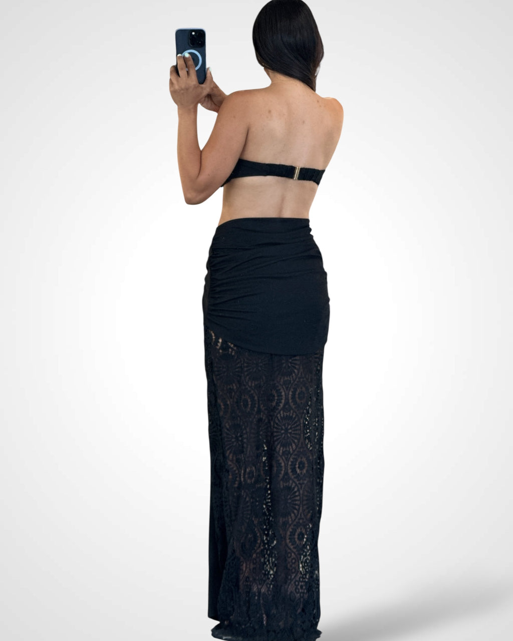 Rhinestone Top Crochet-Wrap Front Skirt