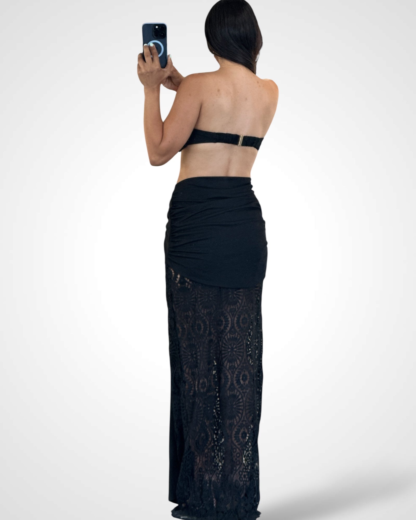 Rhinestone Top Crochet-Wrap Front Skirt•-3