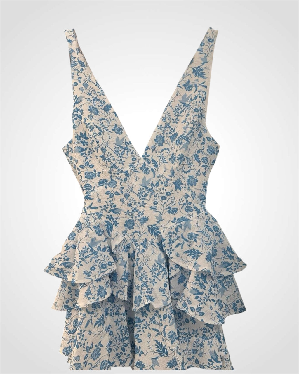 SJQ-WHITE & BLUE RUFFLES ROMPER
