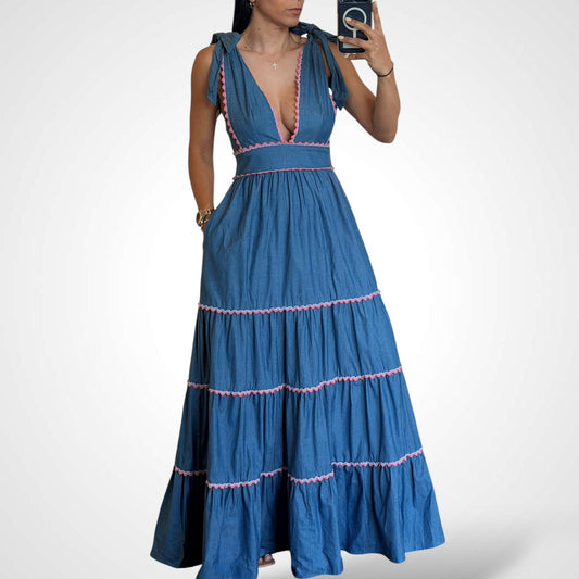 Scalloped Trim Maxi Dress