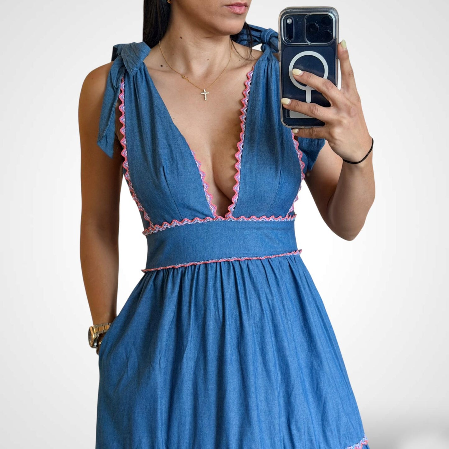 Scalloped Trim Maxi Dress