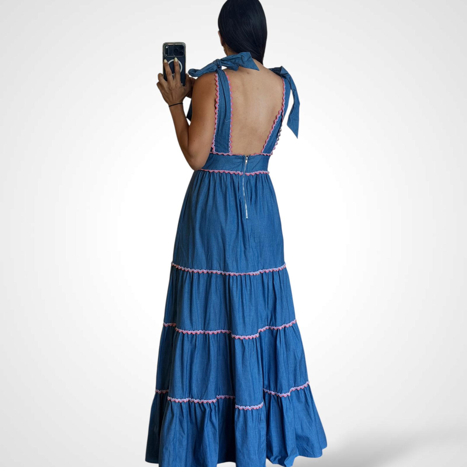 Scalloped Trim Maxi Dress•-3