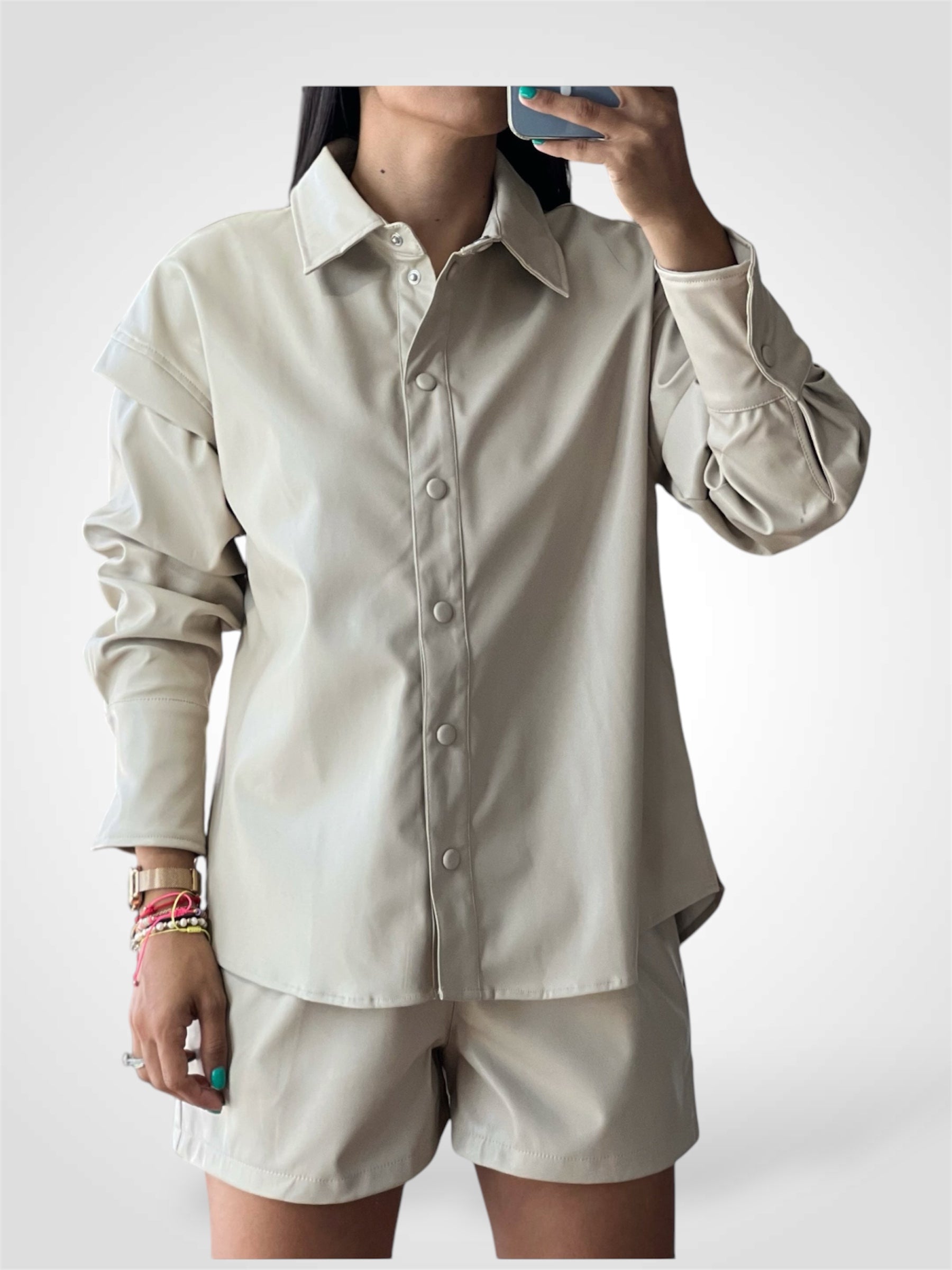 Leather Cream Long Sleeve