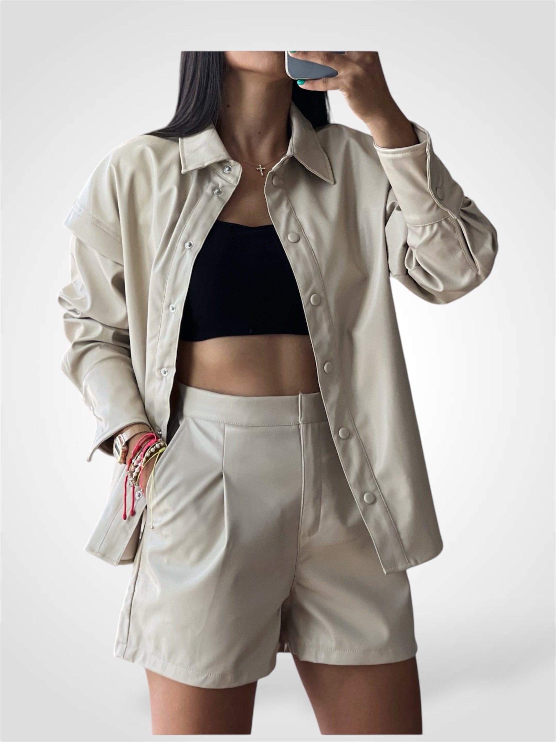 Leather Cream Long Sleeve