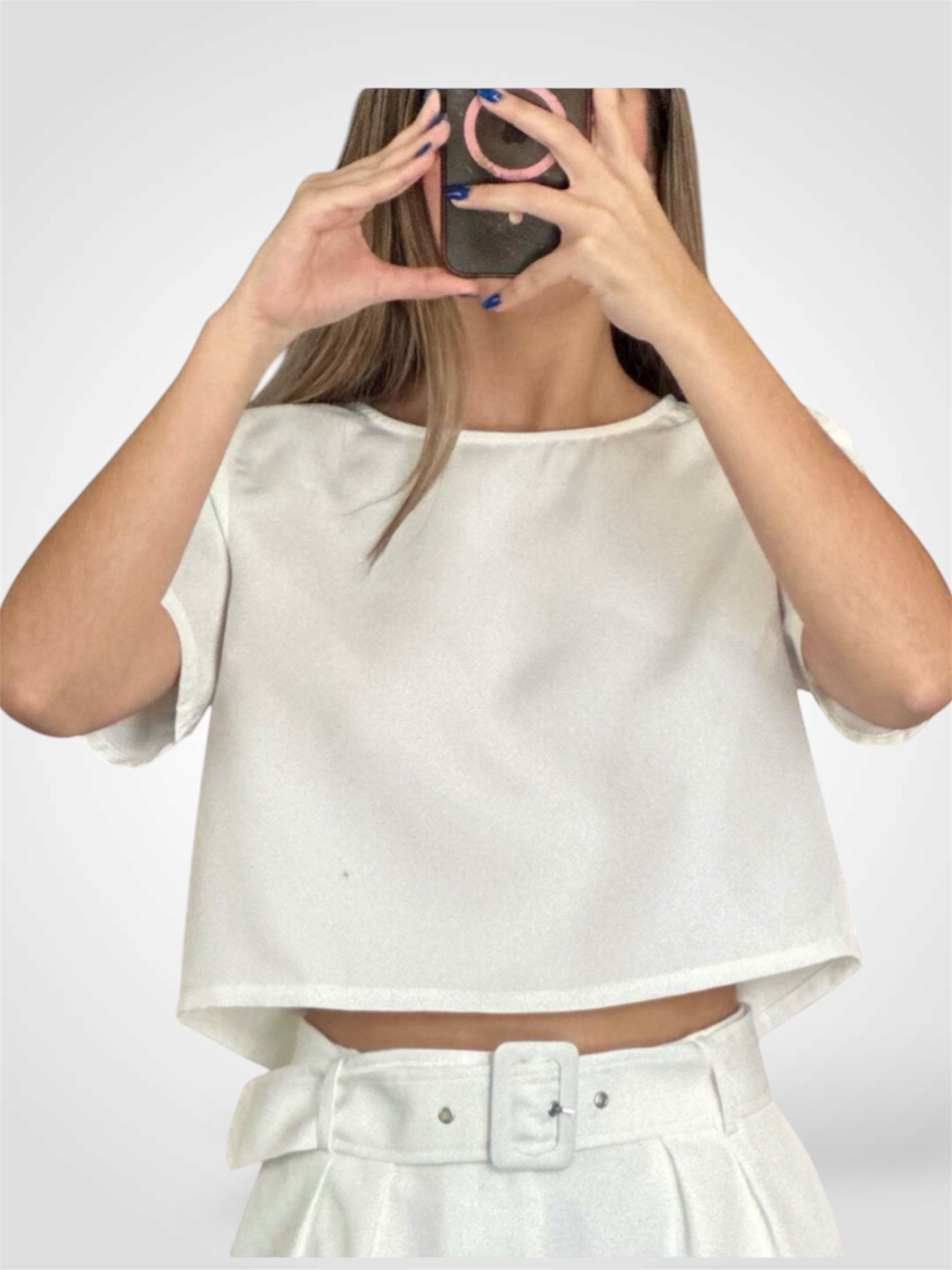 CROPPED ROUND NECK BOXY TOP•-1