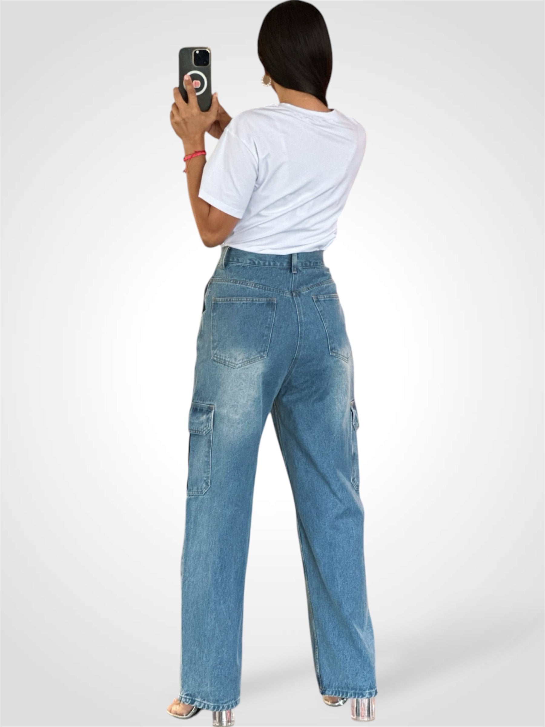 DENIM CARGO PANTS•-3