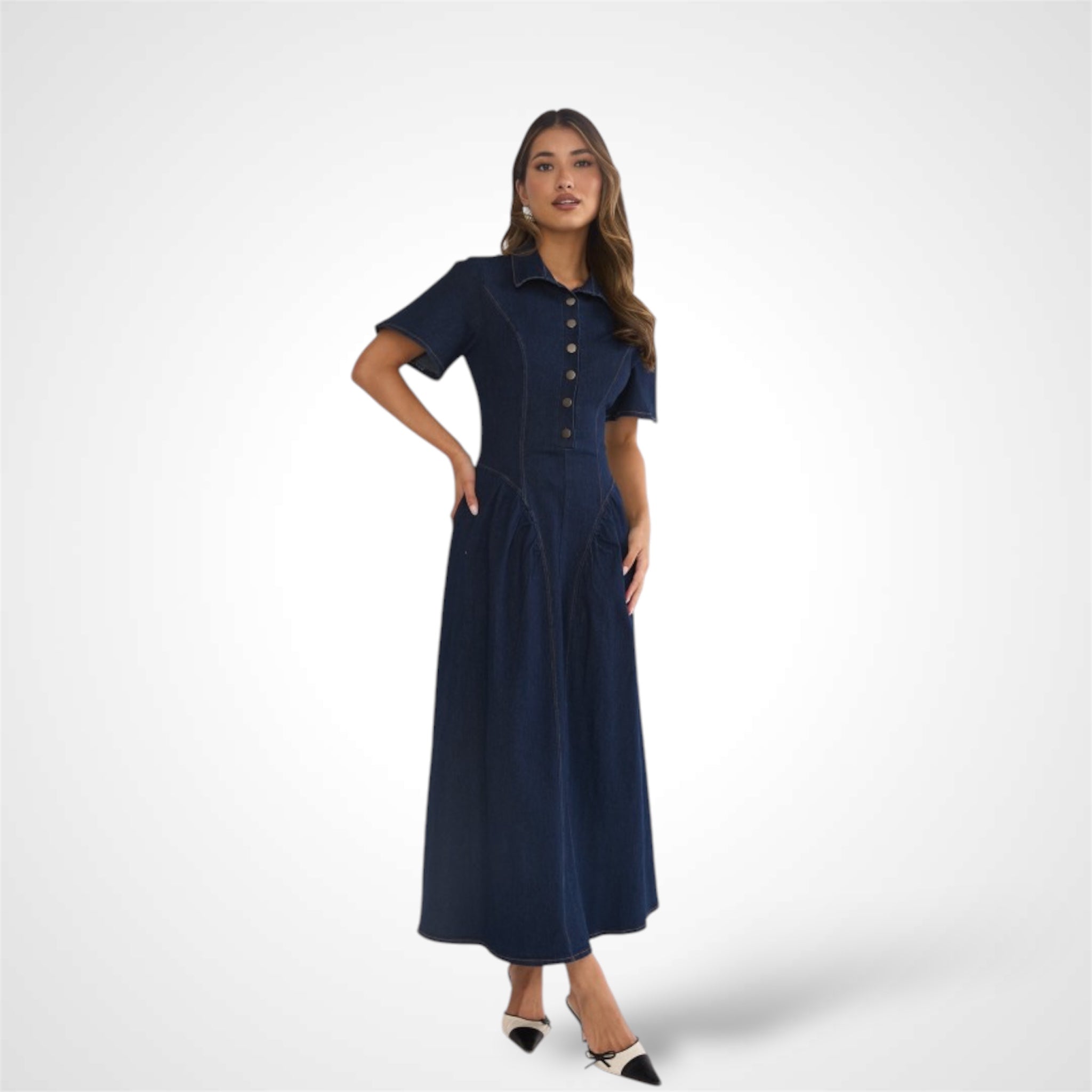 Fitted Denim Maxi Dress