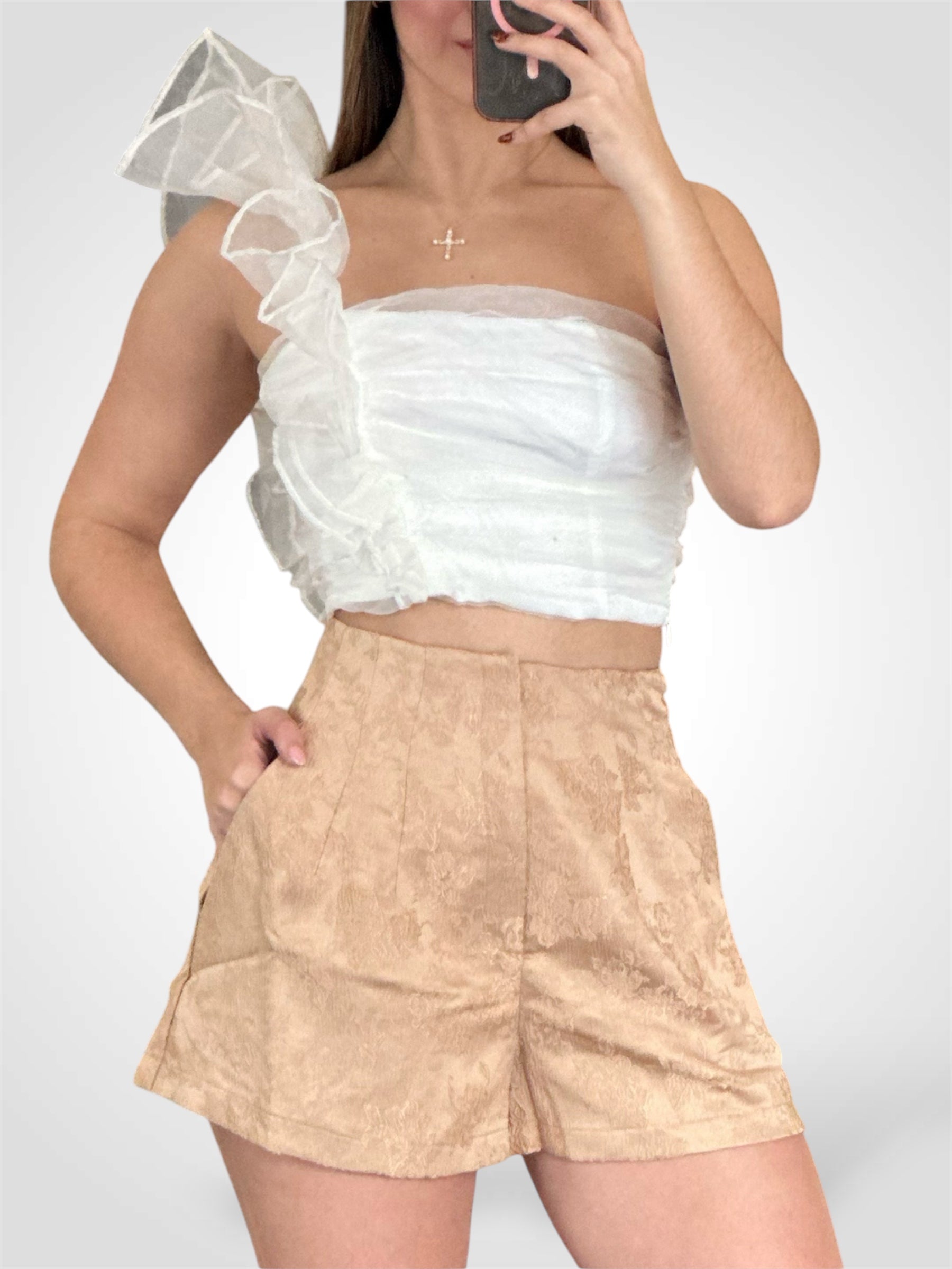 Tan Casual Detail Short•-2