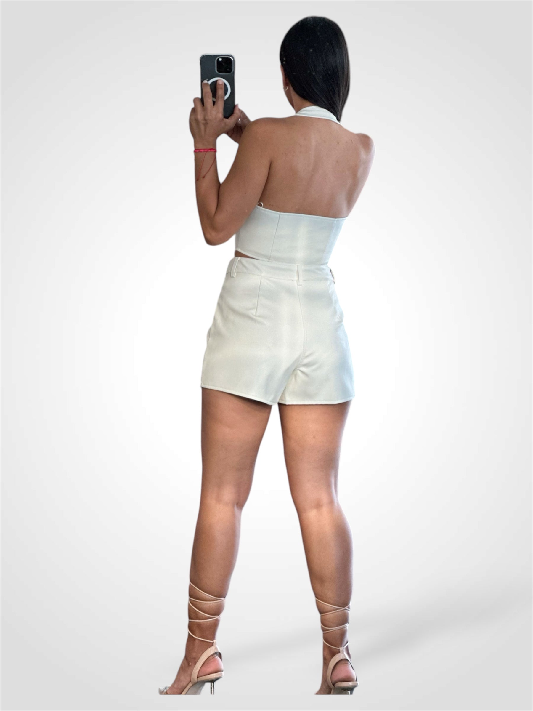 FAUX LEATHER HIGH WAISTED SHORTS•-3