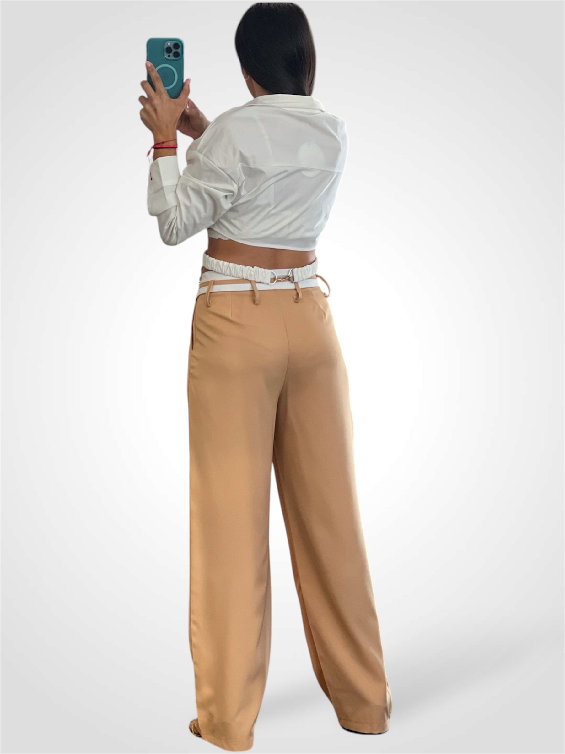Wide Leg Slack Pants•-3