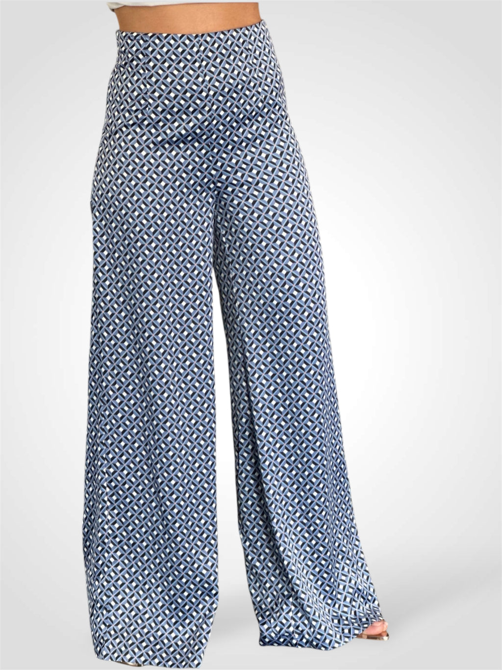 SILKY WIDE LEG PRINT PANTS