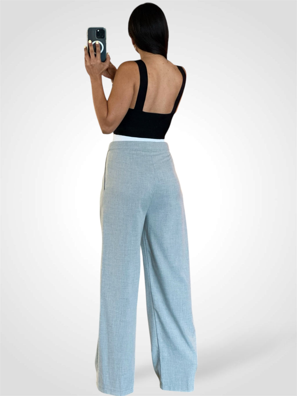 GREY PANTS WITH  WHITE WAISTBAND