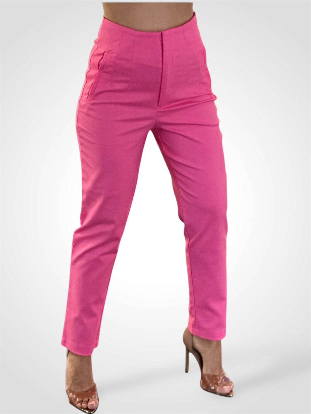 Pink High Waist Tapered With Pockets
