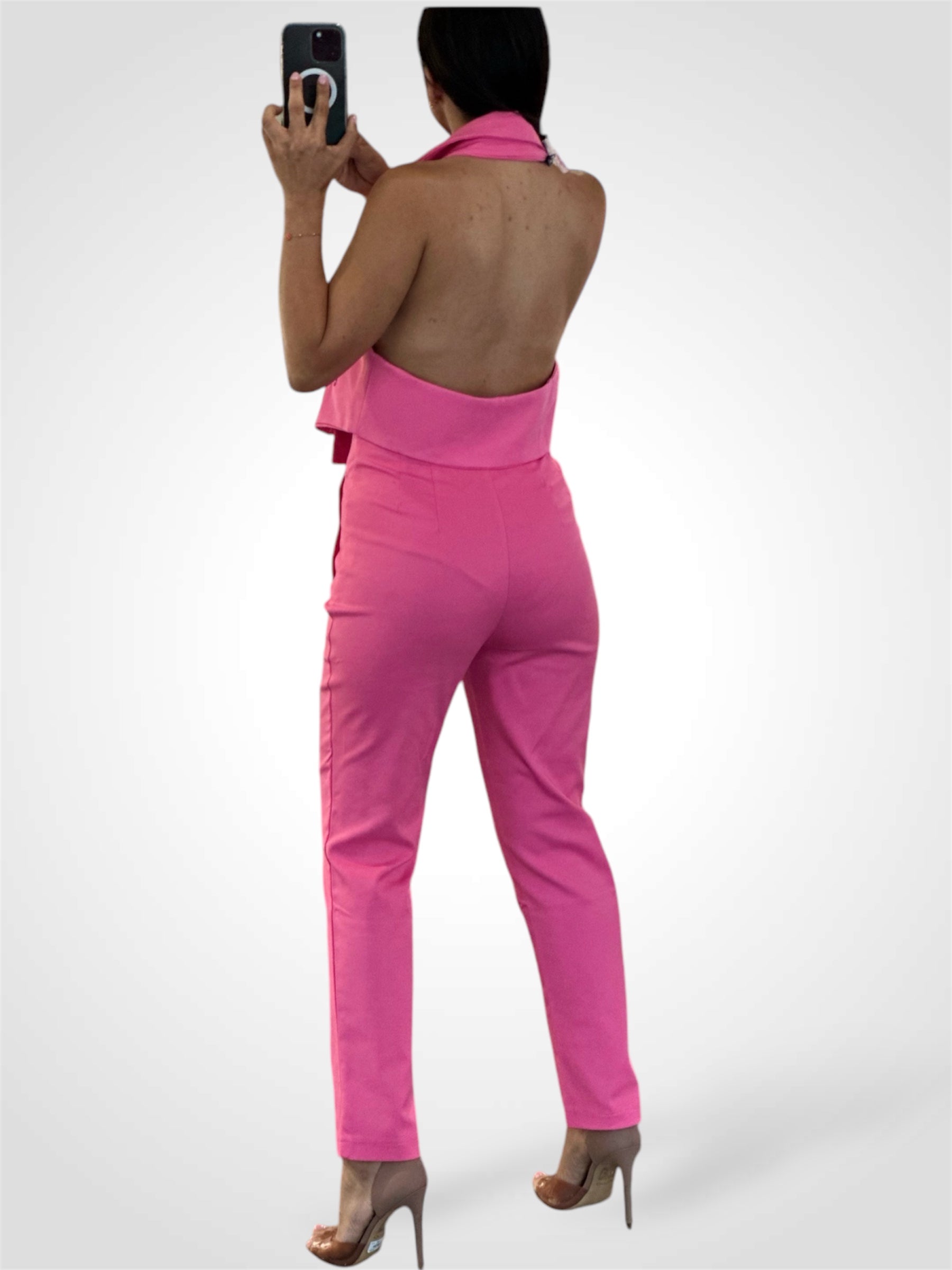 Pink High Waist Tapered With Pockets•-3