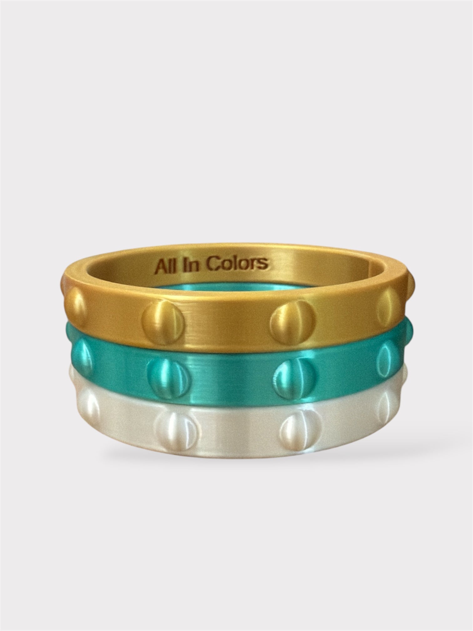 Thin Endless Bangles Gold-turquoise-White