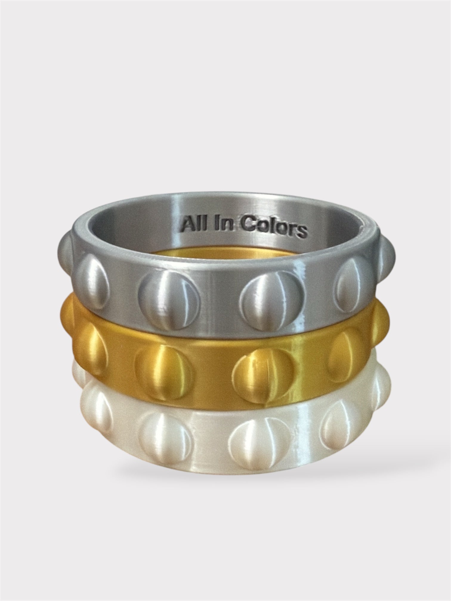Wide Endless Bangles Silver-Gold-White