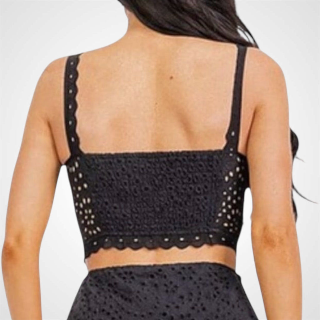 BLACK EYELET CROP TOP