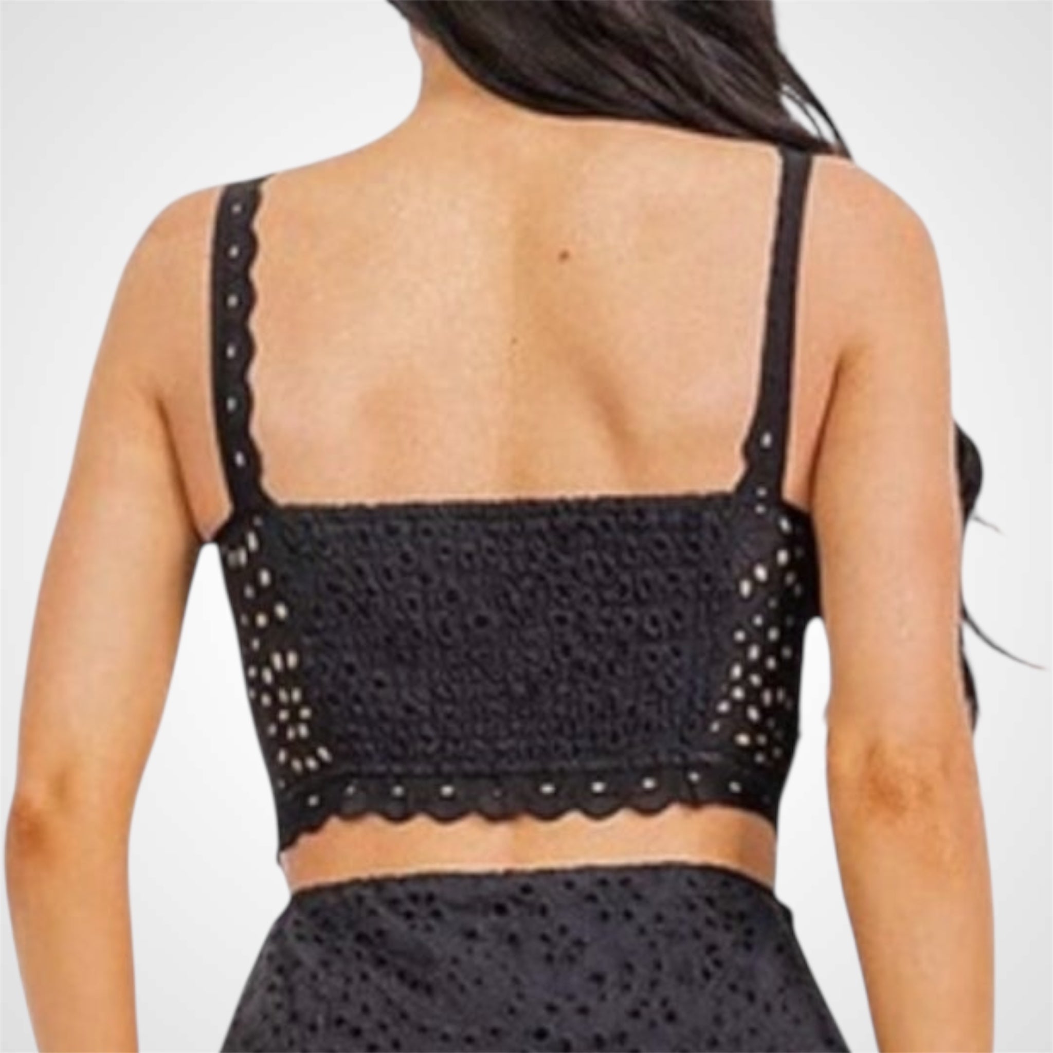 BLACK EYELET CROP TOP