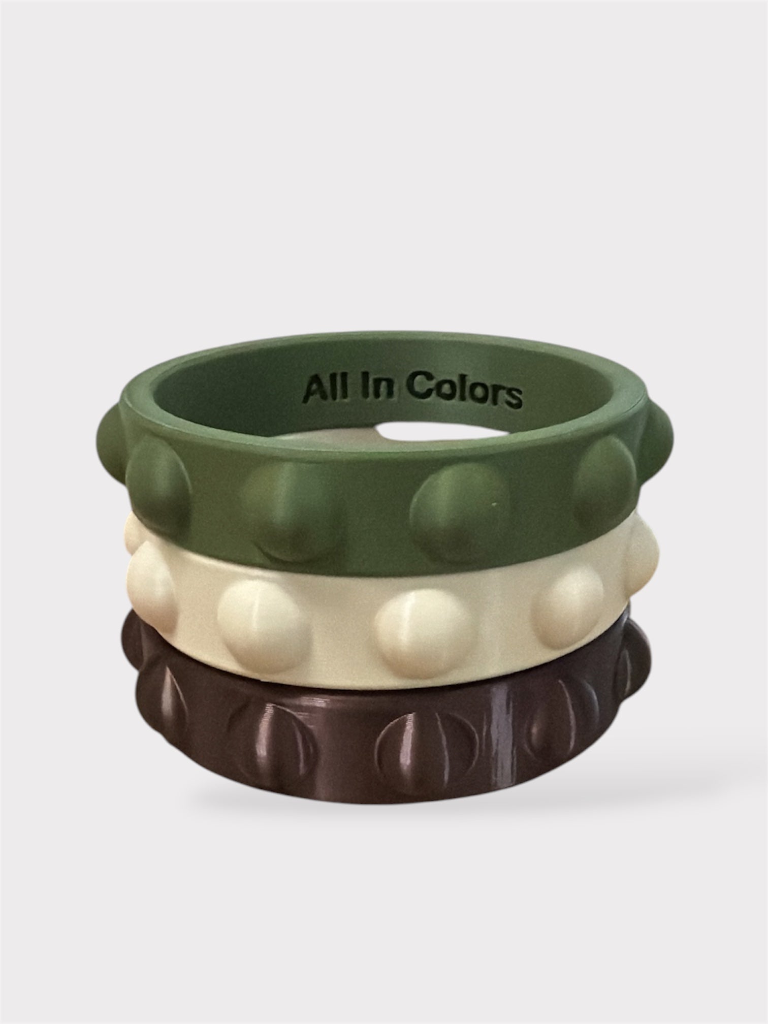 Wide Endless Bangles Green-Cream-Brown