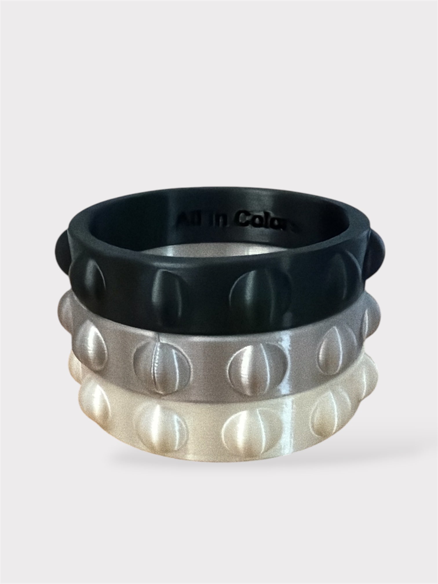 Wide Endless Bangles Black-Silver-White