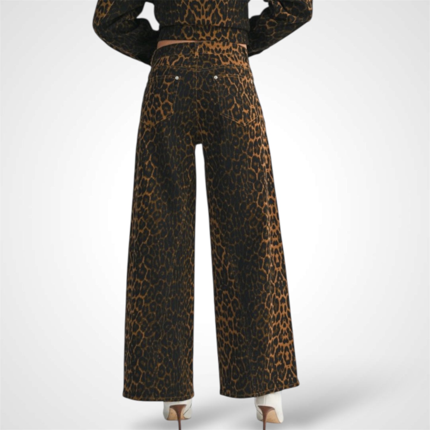 LEOPARD PRINTED DENIM PANTS